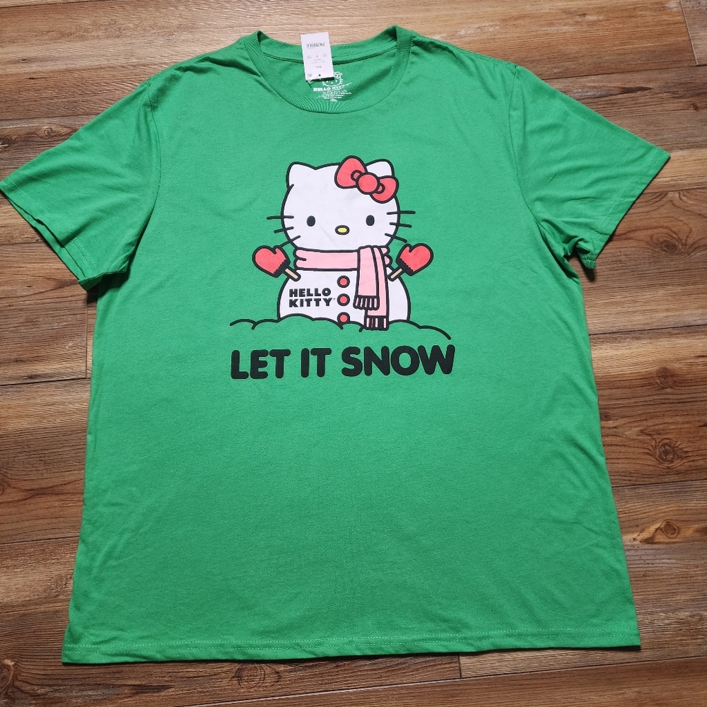 Hello Kitty T-Shirt Womens XXL Green NEW Christmas
